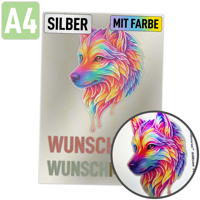 Rubons UV-DTF silber mit Farbe DIN A4, randlose Aufkleber zum Aufreiben