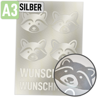 Rubons silber DIN A3, randlose Aufkleber zum Aufreiben