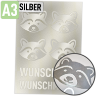 Rubons silber DIN A3, randlose Aufkleber zum Aufreiben