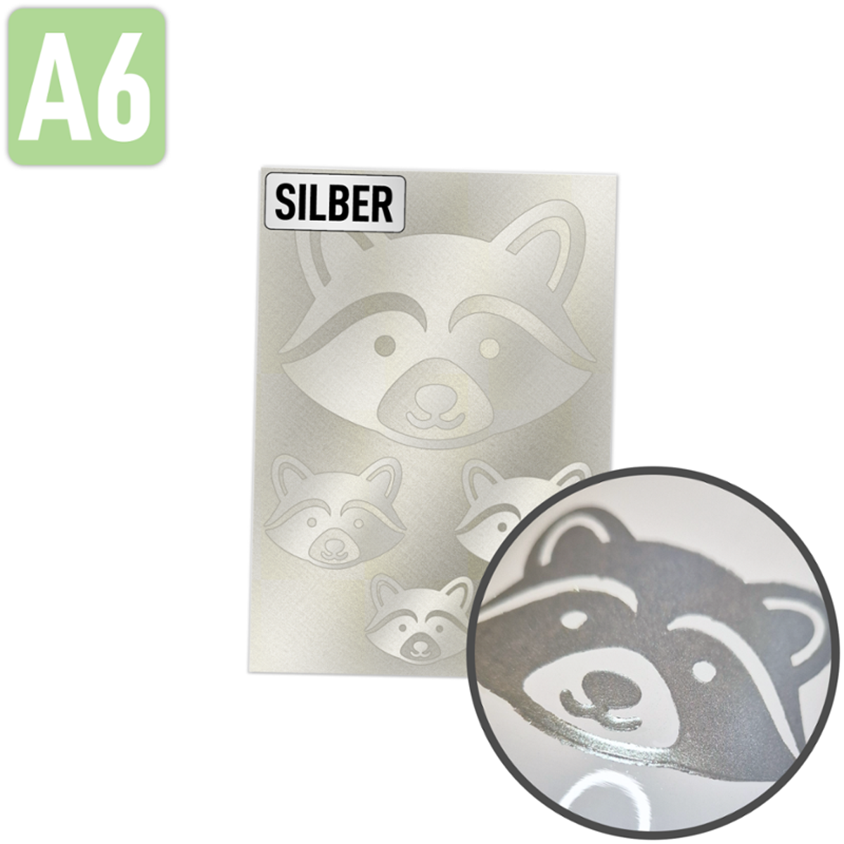 Rubons silber DIN A6, randlose Aufkleber zum Aufreiben