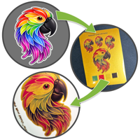 Rubons gold mit Farbe DIN A5, randlose Aufkleber zum Aufreiben