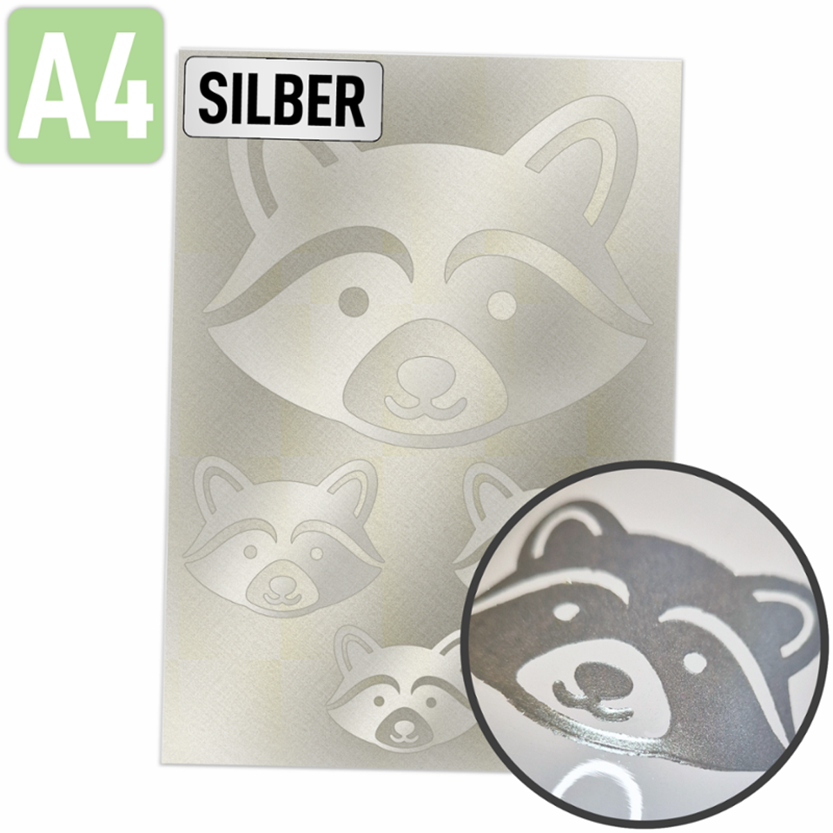 Rubons silber DIN A4, randlose Aufkleber zum Aufreiben
