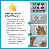 Rubons UV-DTF silber mit Farbe DIN A3, randlose Aufkleber zum Aufreiben