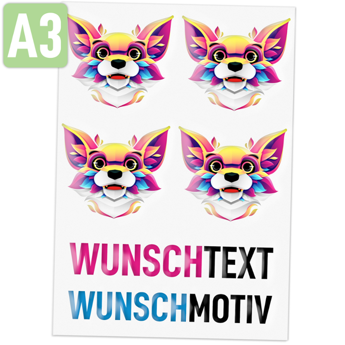 Rubons DIN A3, randlose Aufkleber zum Aufreiben